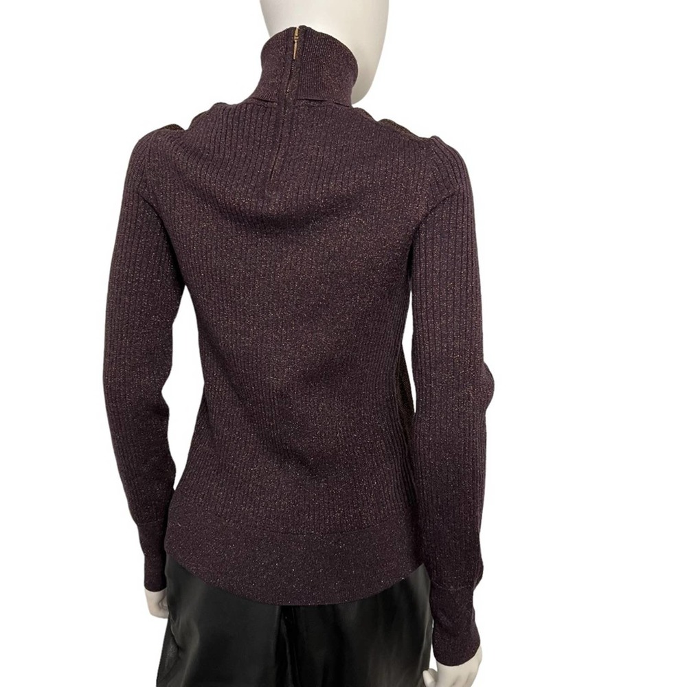 TORY BURCH Lindley Shimmer Sparkle Wool Blend Turtleneck Sweater M - Picture 7 of 11